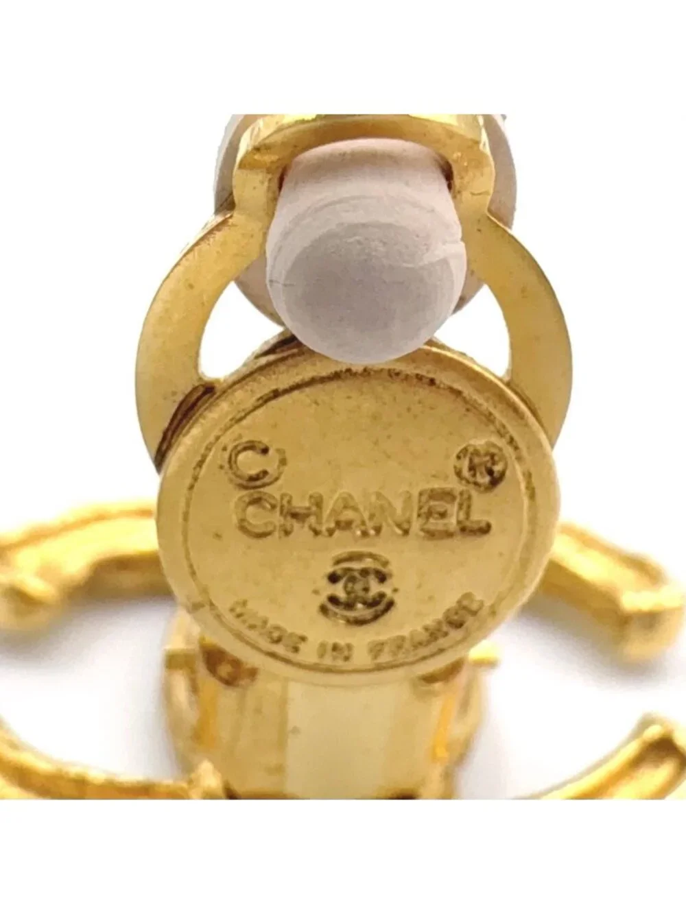 Chanel CC Logo Texture Gold Plated Earrings